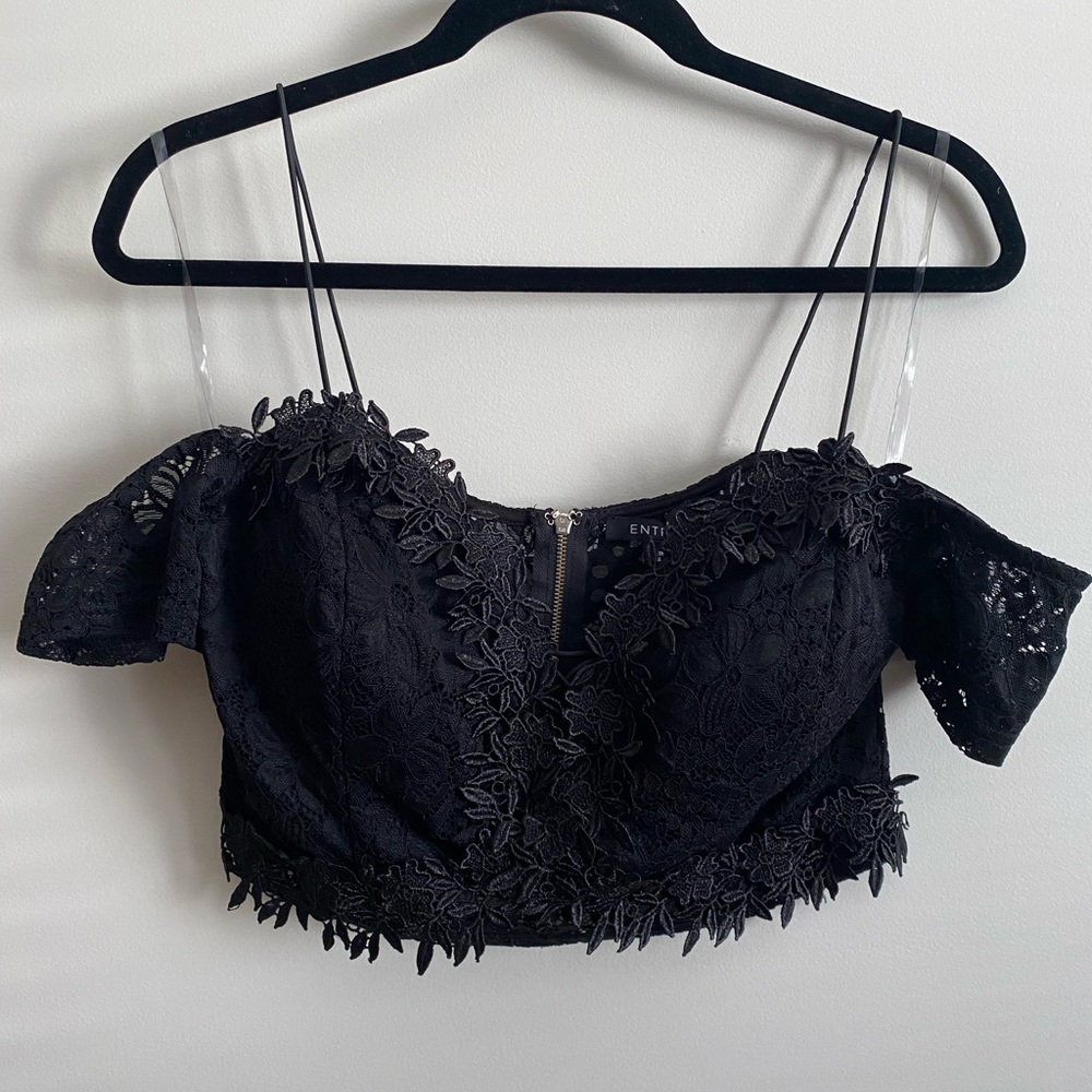 Black Off the Shoulder Lacy Top